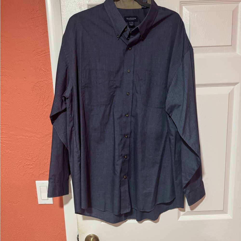 Van Heusen grayish blue  Wrinkle-Free Shirt. Mint condition.  Worn once